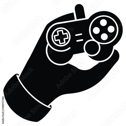 flat-illustration-of-hand-holding-controller--.eps