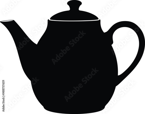 Simple minimalist black and white teapot ceramic traditional classic detailed 3D render

