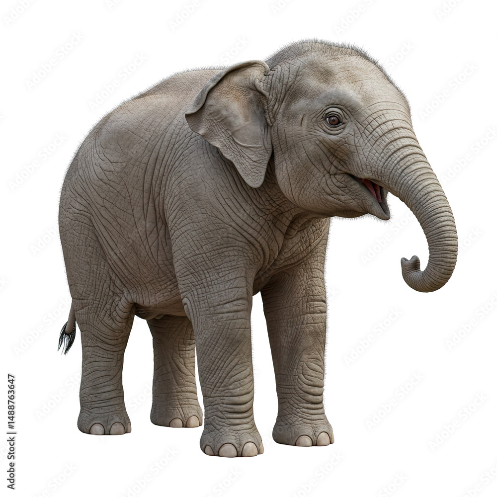 Obraz premium Cute Baby Elephant Standing on white Background