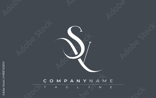 Initial SV Logo Design Vector. Elegant Monogram Logo Design with Decorative Elements and Typography