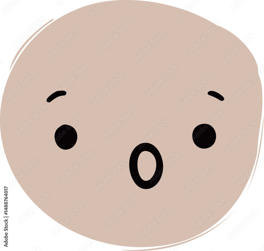 Fototapeta premium Cute Handdrawn Simple Emoticon Character Face