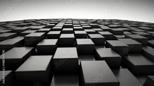 Abstract Black Cube Field: A Digital Art Exploration