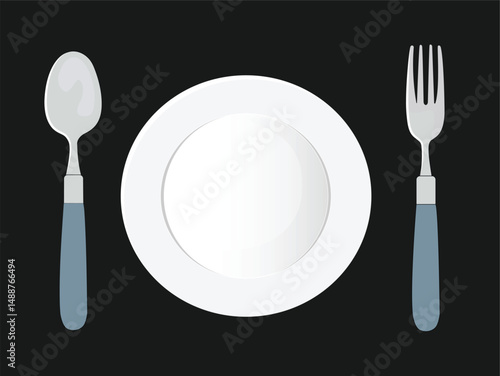 plate, fork and spoon stock vector_-01