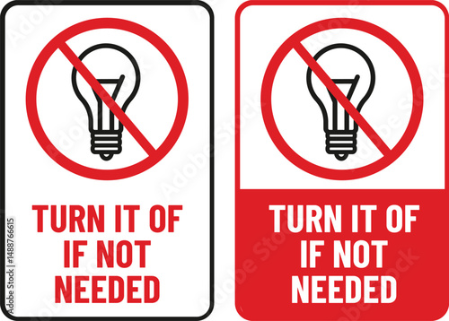 Turn it of lights if not needed print ready vector sign
