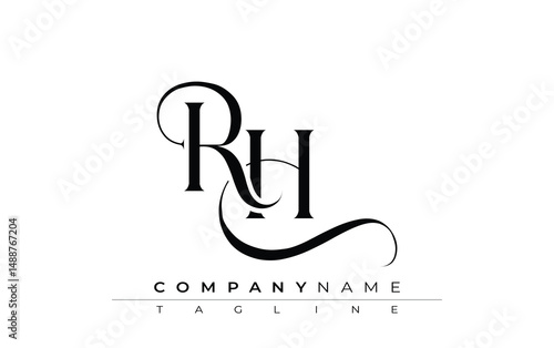 Initial RH Logo Design Vector. Elegant Monogram Logo Design with Decorative Elements and Typography