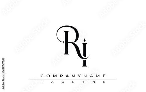 Initial RI Logo Design Vector. Elegant Monogram Logo Design with Decorative Elements and Typography