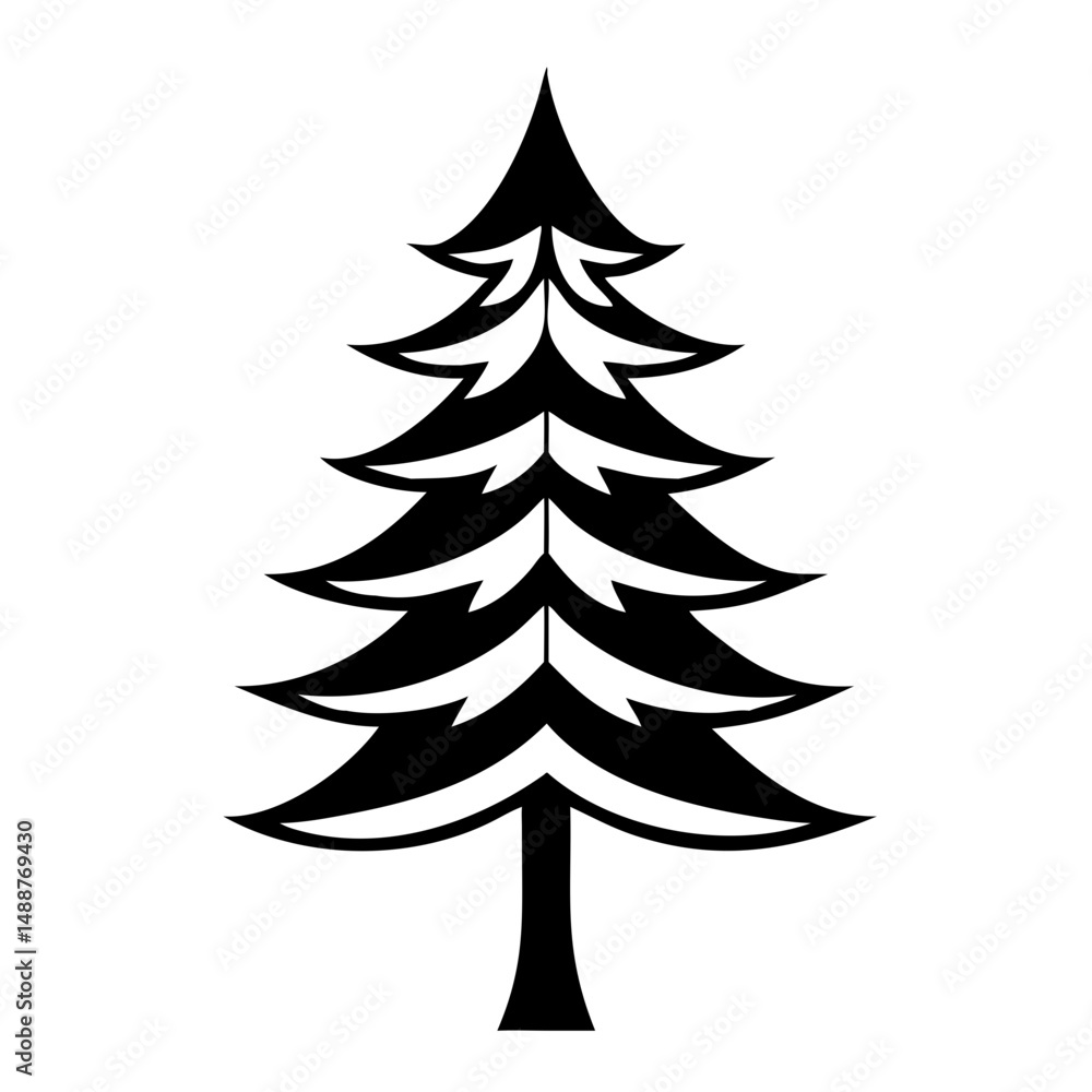 Fototapeta premium Black silhouette pine tree vector design with transparency for various creative projects