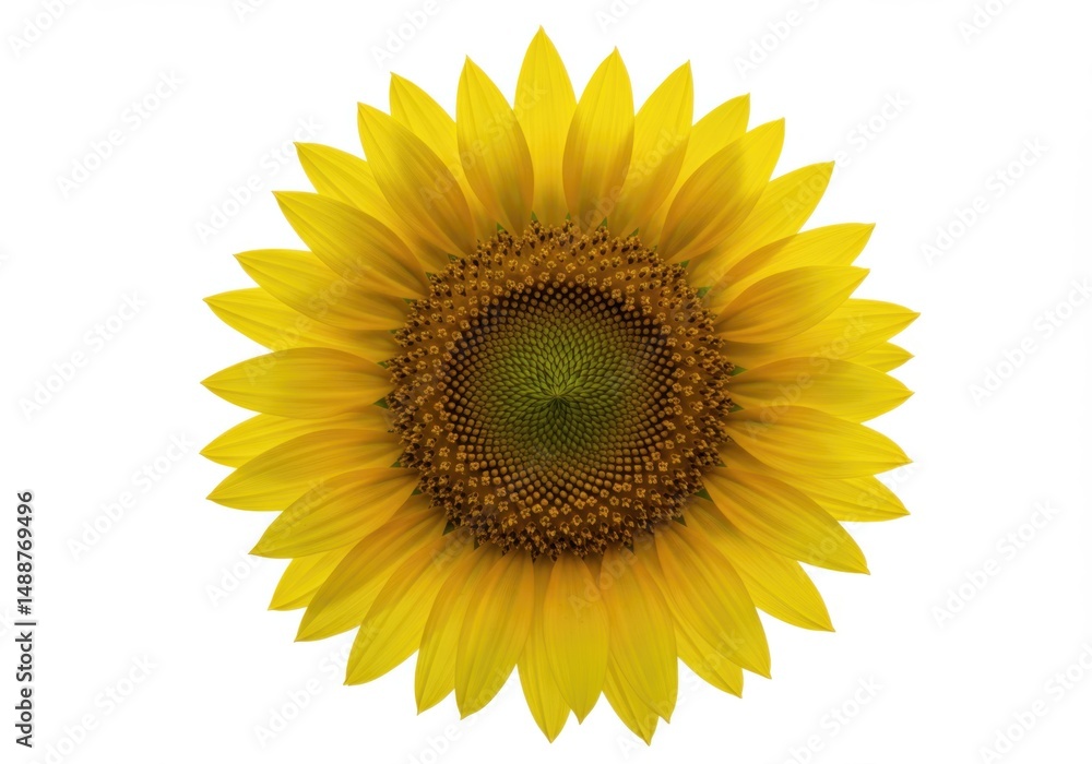 Fototapeta premium sunflower on white background,Common sunflower, Sunflower Seeds, Helianthus giganteus, clip art realistic sunflower, Sunflower, sunflower, yellow flower, large flower, seeds, white background, floral,