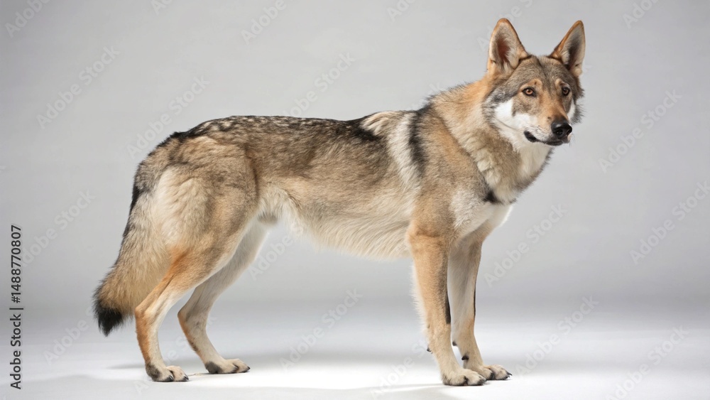 Fototapeta premium Czechoslovakian Wolfdog on studio background