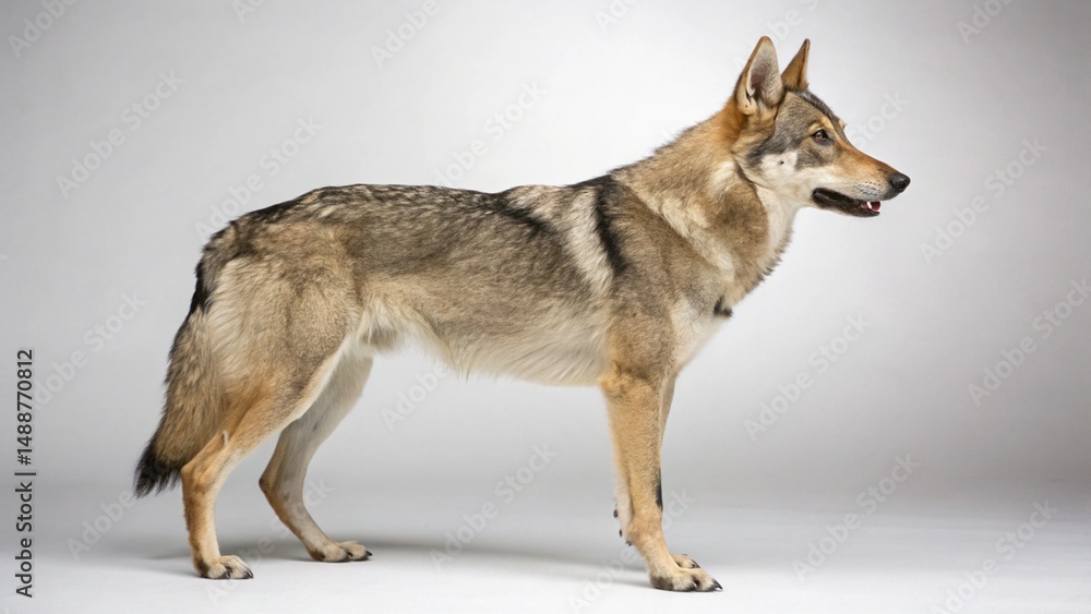 Fototapeta premium Czechoslovakian Wolfdog on studio background