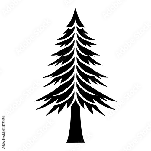 Silhouette vector design depicting a redwood tree suitable for various uses