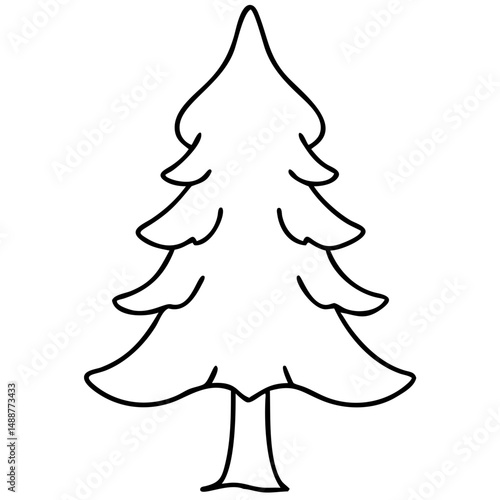 Black silhouette design of a redwood tree with transparent background