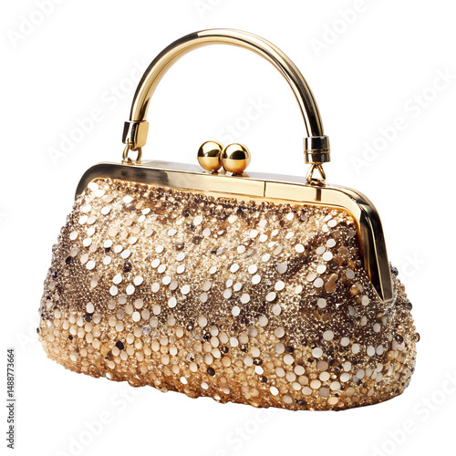 Handheld Sequin Bag Isolated On Transparent Background