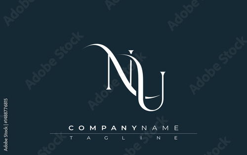 Initial NU Logo Design Vector. Elegant Monogram Logo Design with Decorative Elements and Typography