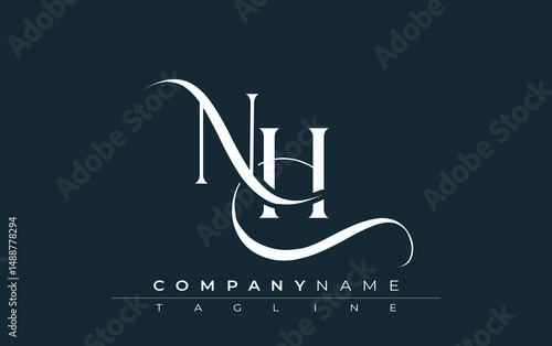 Initial NH Logo Design Vector. Elegant Monogram Logo Design with Decorative Elements and Typography