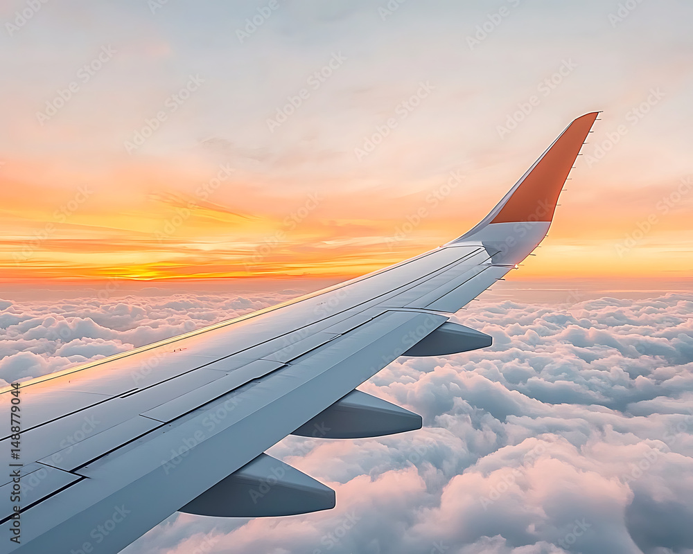 Obraz premium Sunset Flight Above Cloudscape.