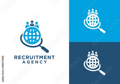 recruitment agency logo. recruitment partner cooperation logo. manpower search and business partner vector logo