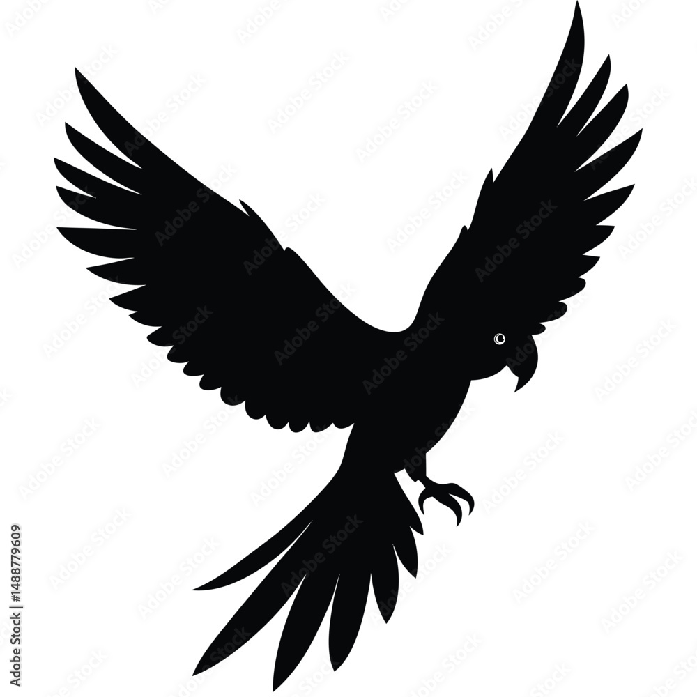 Fototapeta premium macaw-parrot-flying-silhouette-vector-illustration (1).eps