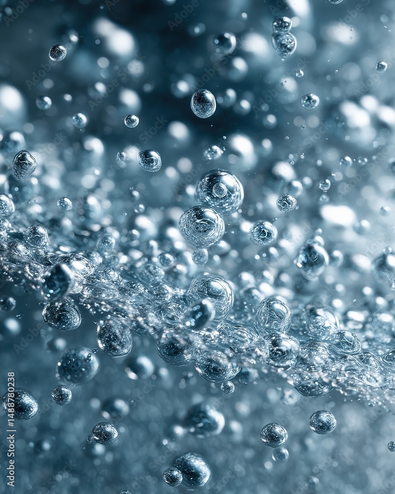 Captivating close-up of effervescent water bubbles in a refreshing blue Captivating close-up of effervescent water bubbles in a refreshing blue
