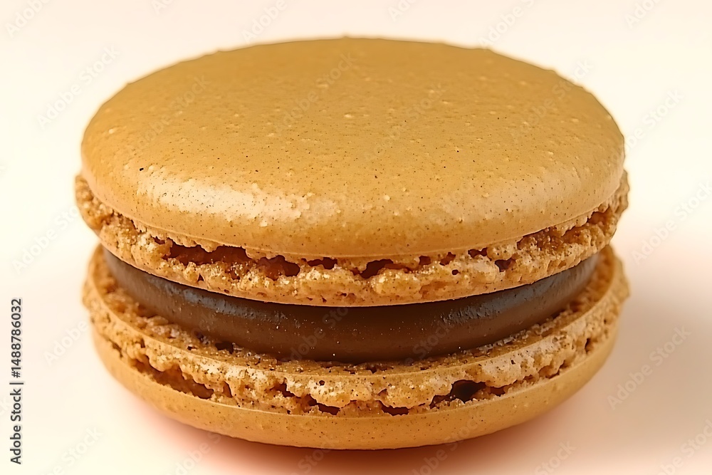 Delicious caramel macaron sweet treat closeup Delicious caramel macaron sweet treat closeup
