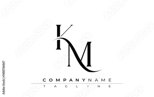 Tableau sur toile Initial KM Logo Design Vector