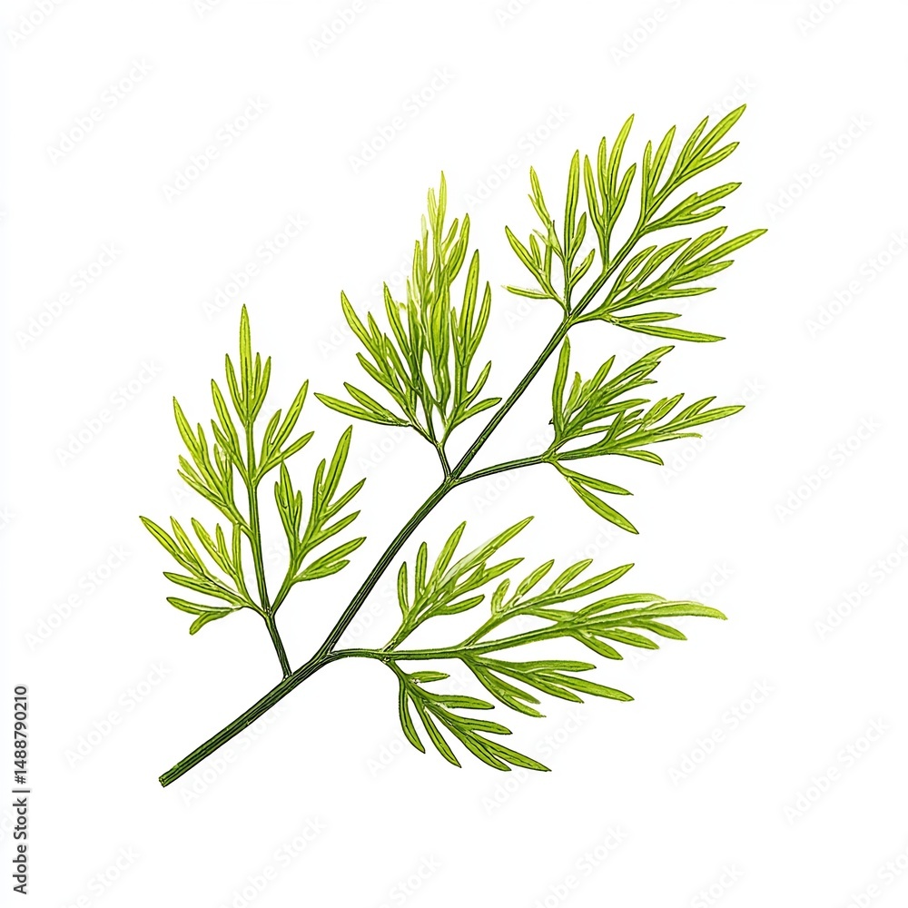 Fresh dill leaves on white background Fresh dill leaves on white background