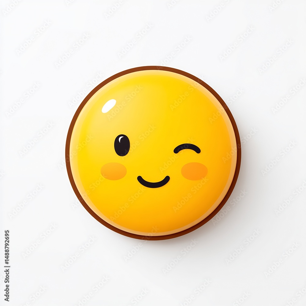 Fototapeta premium Blushing Shy Emoji with Small Smile
