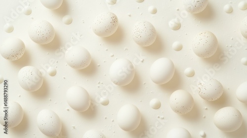 Wallpaper Mural Overhead shot of speckled and plain white eggs arranged on a creamy white background. Torontodigital.ca