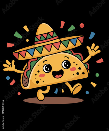 Fiesta Taco Sombrero Cute Cinco de Mayo Party Humor
