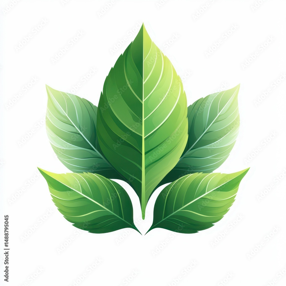 Naklejka premium Green leaves arranged to create a vibrant and fresh natural design suitable for various applications in art or branding