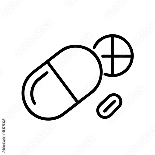 Pills and capsule illustration with simple design on white background