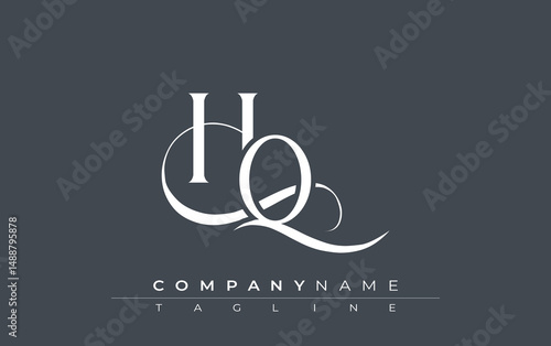 Initial HQ Logo Design Vector. Elegant Monogram Logo Design with Decorative Elements and Typography