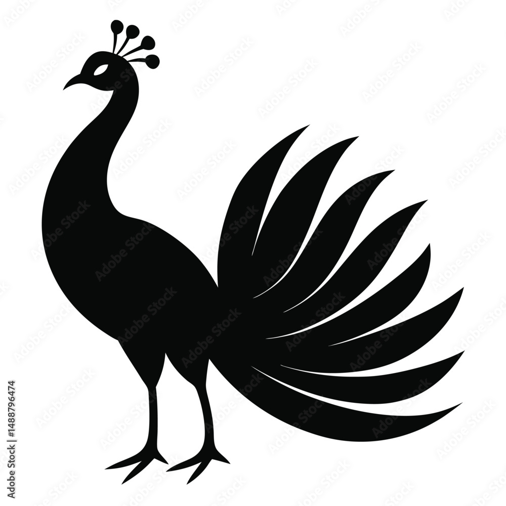Fototapeta premium peacock-displaying-feathers-silhouette-isolated-on (1).eps