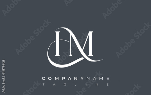 Initial HM Logo Design Vector. Elegant Monogram Logo Design with Decorative Elements and Typography
