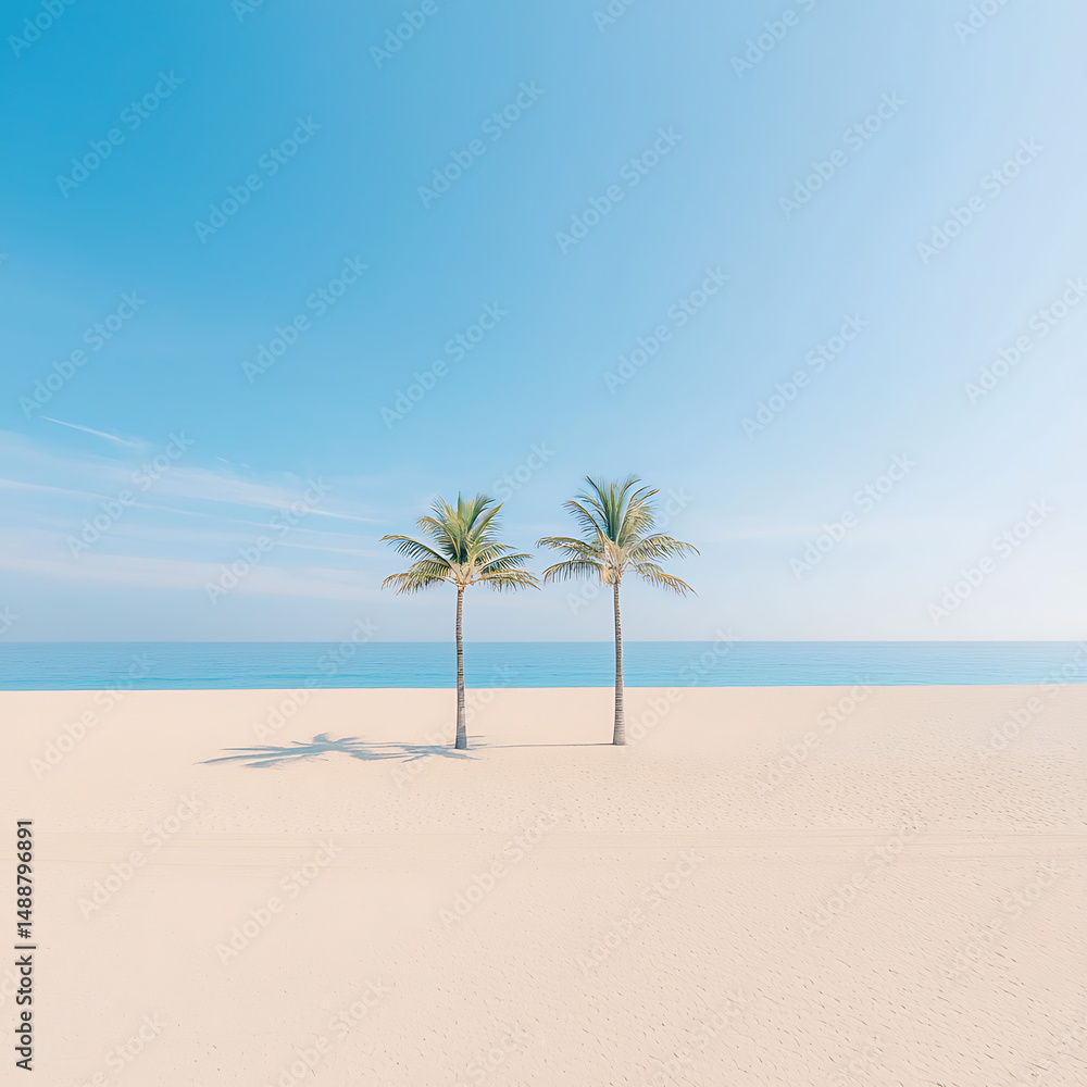 Fototapeta premium Two Palms on Empty Beach