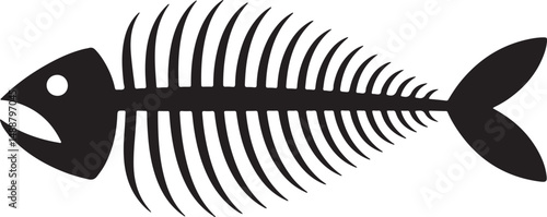 Simple Black Fish Skeleton Illustration Graphic