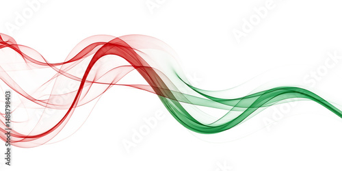 Abstract red and green wave design isolated on a white background