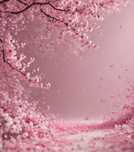Abstract pink petals swirl, dreamy sakura backdrop,  soft,  light
