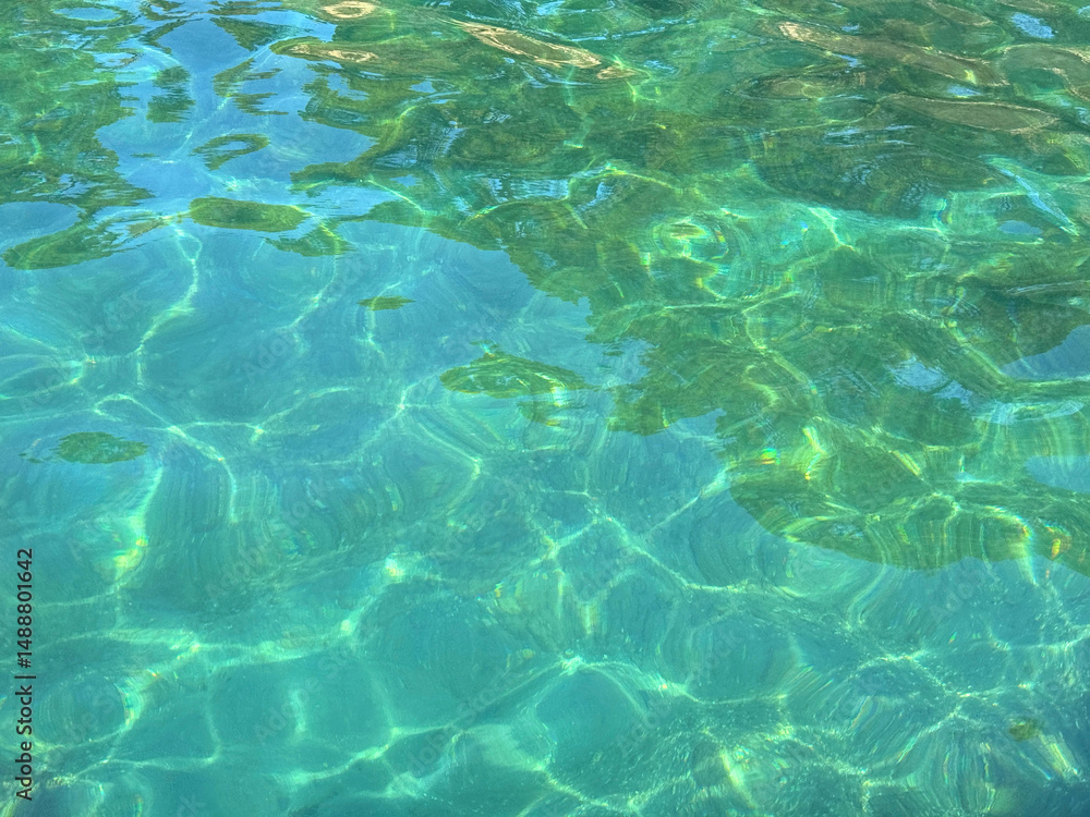 Fototapeta premium Transparent emerald green sea water surface 