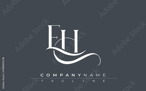 Initial EH Logo Design Vector. Elegant Monogram Logo Design with Decorative Elements and Typography