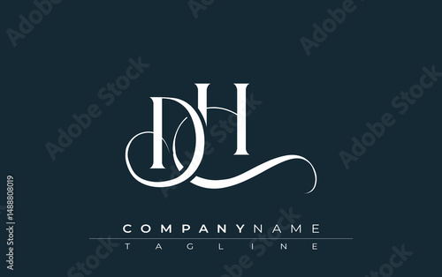 Initial DH Logo Design Vector. Elegant Monogram Logo Design with Decorative Elements and Typography