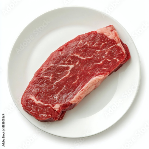 Raw Beef Steak on White Plate - Fresh Cut of Meat