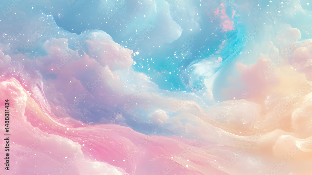 Obraz premium Dreamy Colorful Cloudy Sky Background in Pastel Tones for Design