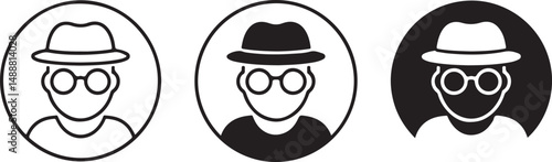 Three Variations of a Man in a Hat and Glasses Icon