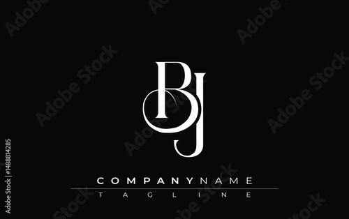 Initial BJ Logo Design Vector. Elegant Monogram Logo Design with Decorative Elements and Typography