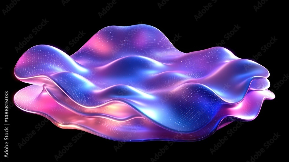 Obraz premium Abstract iridescent, wavy, layered form