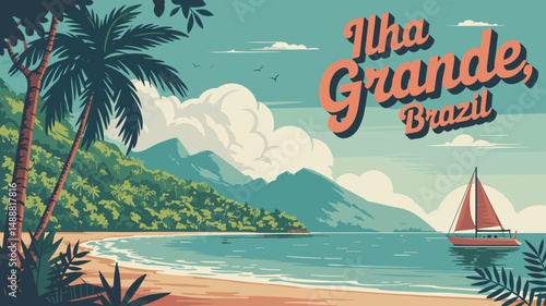 Ilha Grande Tropical Beach Scene – Brazil Coastal Poster