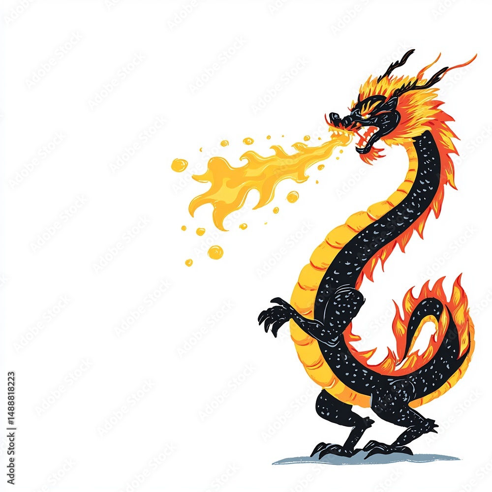 Fototapeta premium mythical dragon breathing fire