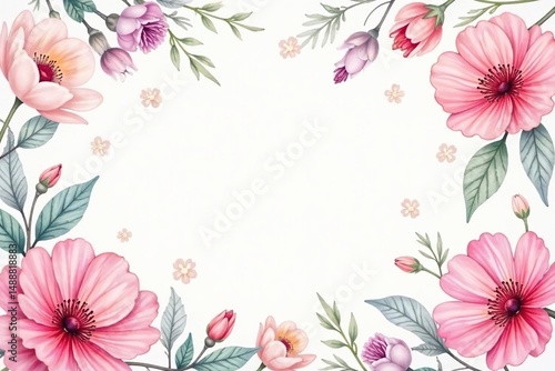 Delicate watercolor floral motif, soft hues, scattered blooms, background, delicate, white