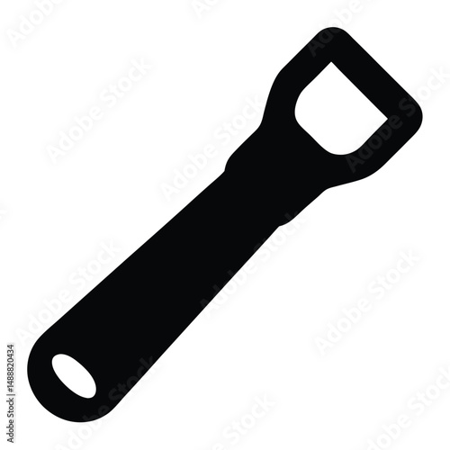 Black Silhouette of a Hollow Handle Tool on White Background